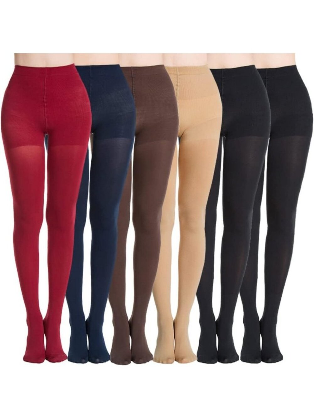 Opaque Control Top Tights - 2-6 Pairs Comfort Stretch Pantyhose for Women